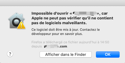 Avertissement « Apple ne peut pas vérifier si le logiciel contient des logiciels malveillants »